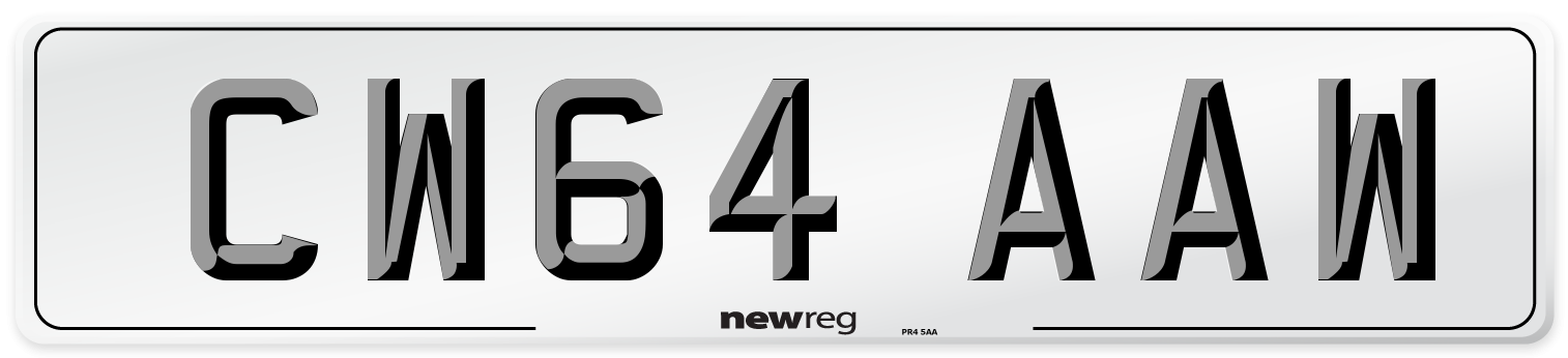 CW64 AAW Number Plate from New Reg